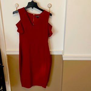 Deep red cocktail with cold shoulder dress